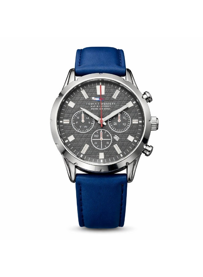 Tommy Hilfiger Men’s Chronograph Watch with Grey Dial & Blue Leather Strap